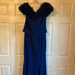 Daymor Couture Navy Blue Ruffle Gown Size 8